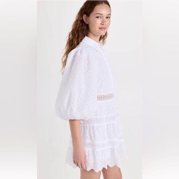 Alice + Olivia Blakesley Blouson Eyelet Mini Dress size 8 NWT $ 495.00 - Picture 7 of 11